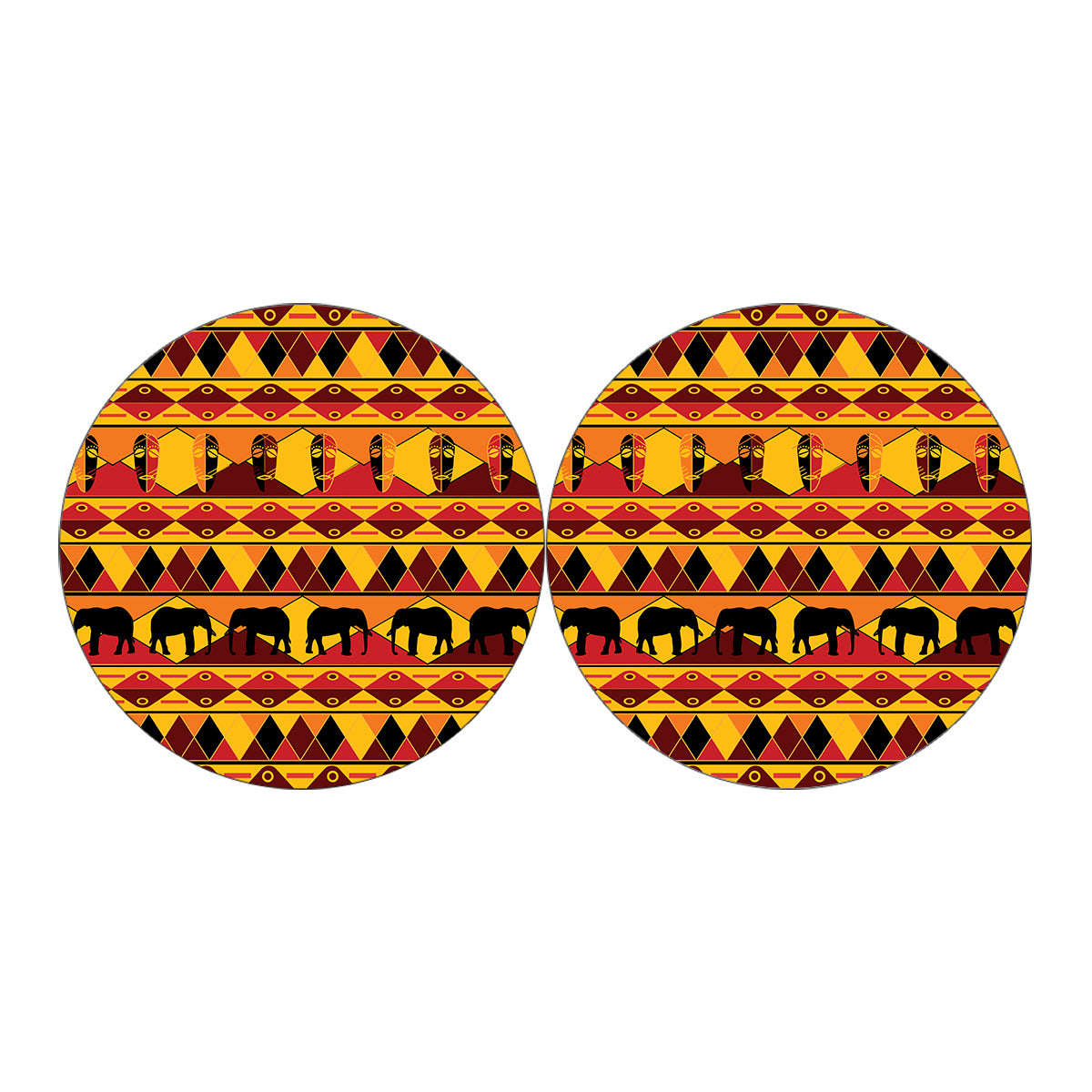 Sunset African Tribal Pattern Print Car Coasters