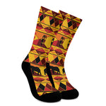 Sunset African Tribal Pattern Print Crew Socks