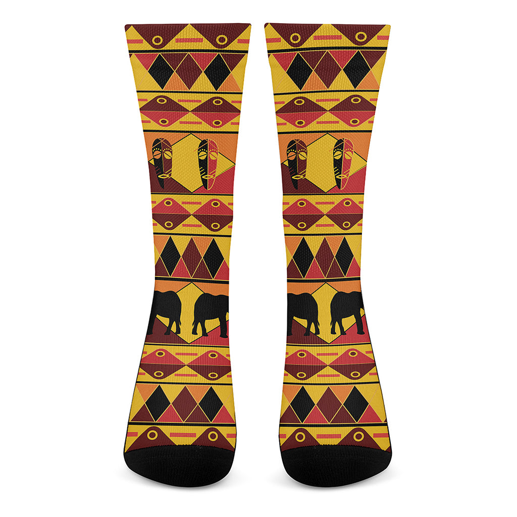 Sunset African Tribal Pattern Print Crew Socks