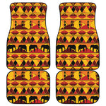 Sunset African Tribal Pattern Print Front and Back Car Floor Mats