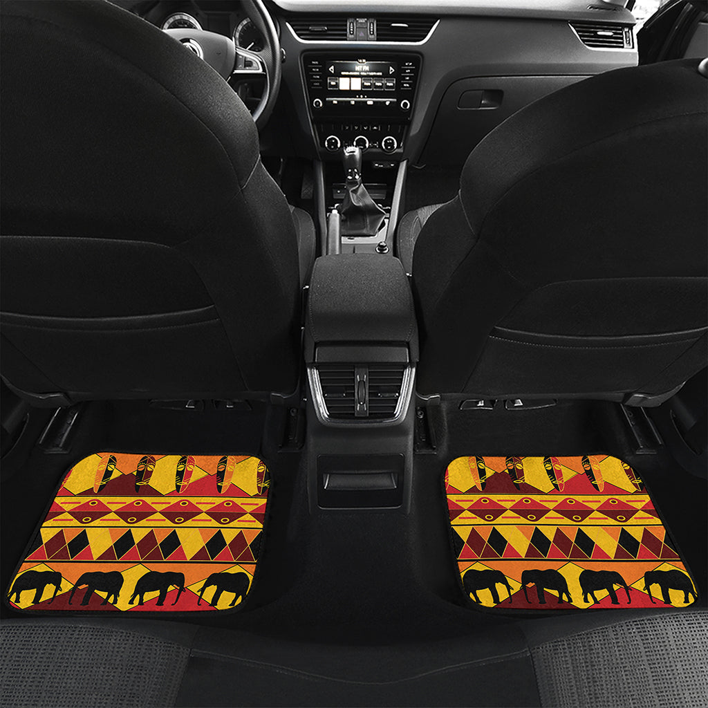 Sunset African Tribal Pattern Print Front and Back Car Floor Mats