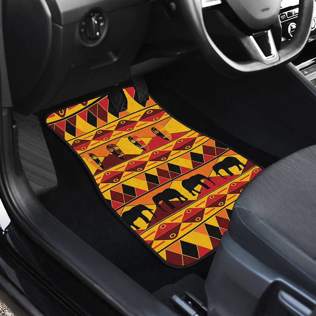 Sunset African Tribal Pattern Print Front and Back Car Floor Mats