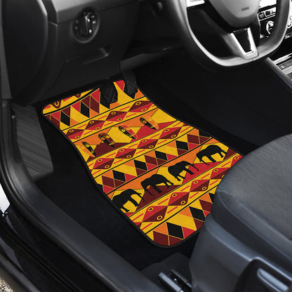 Sunset African Tribal Pattern Print Front and Back Car Floor Mats