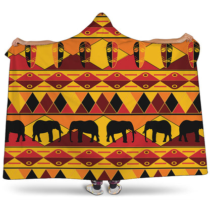 Sunset African Tribal Pattern Print Hooded Blanket