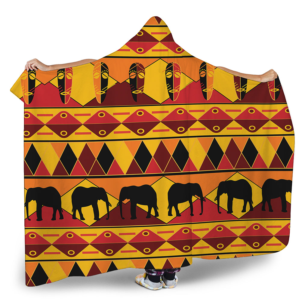 Sunset African Tribal Pattern Print Hooded Blanket