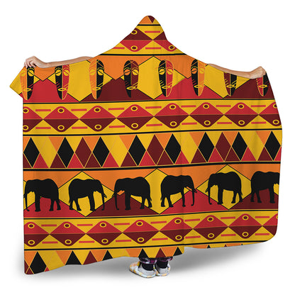Sunset African Tribal Pattern Print Hooded Blanket
