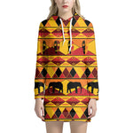 Sunset African Tribal Pattern Print Hoodie Dress