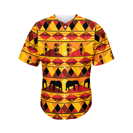 Sunset African Tribal Pattern Print Men's Baseball Jersey