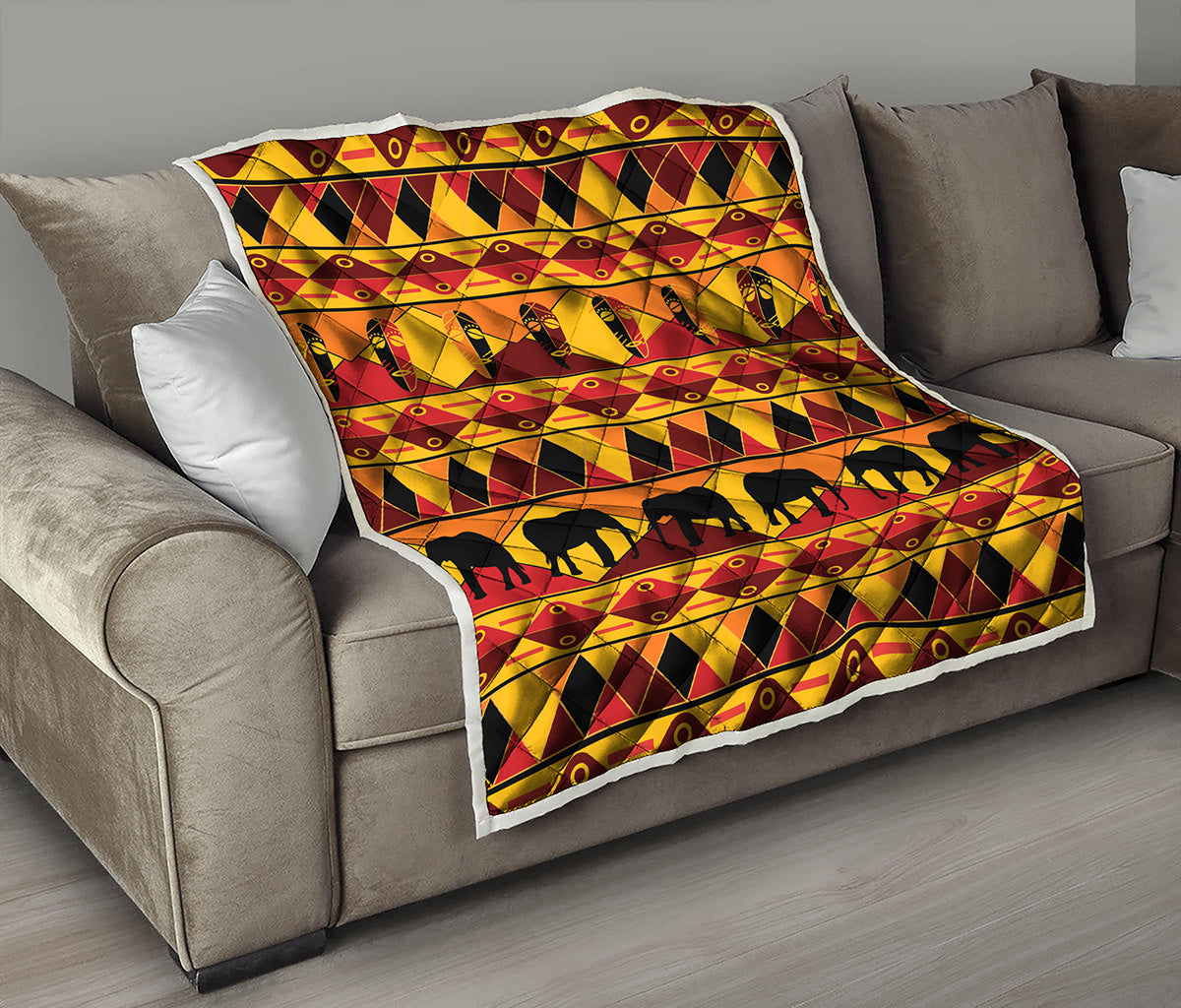 Sunset African Tribal Pattern Print Quilt