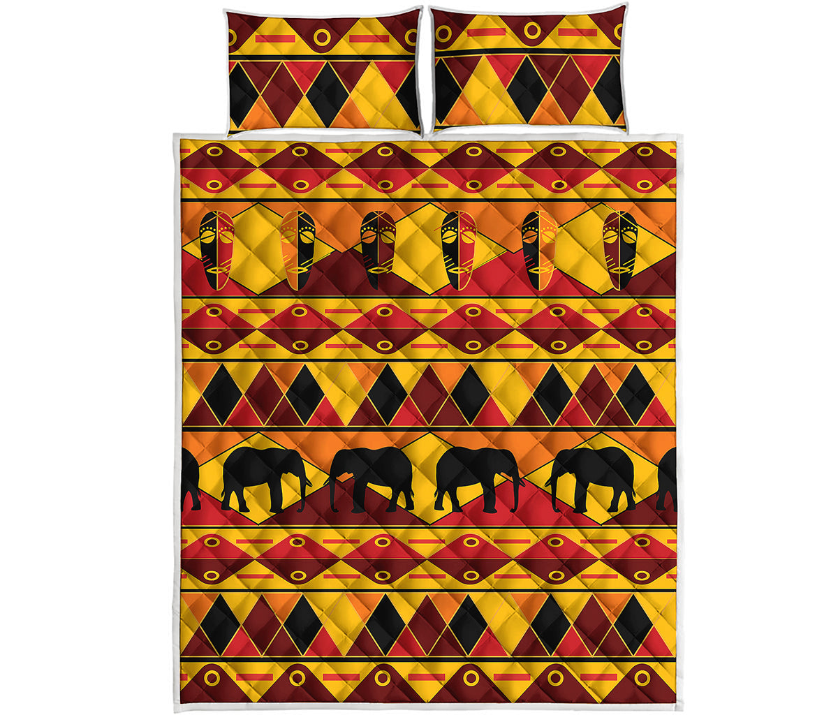 Sunset African Tribal Pattern Print Quilt Bed Set