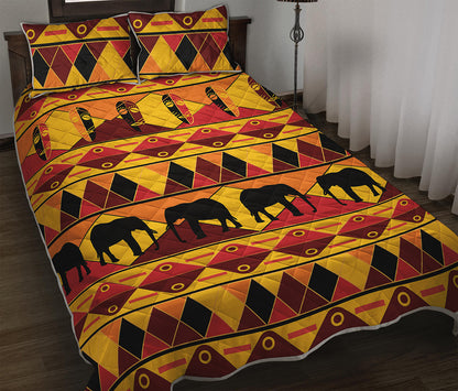 Sunset African Tribal Pattern Print Quilt Bed Set