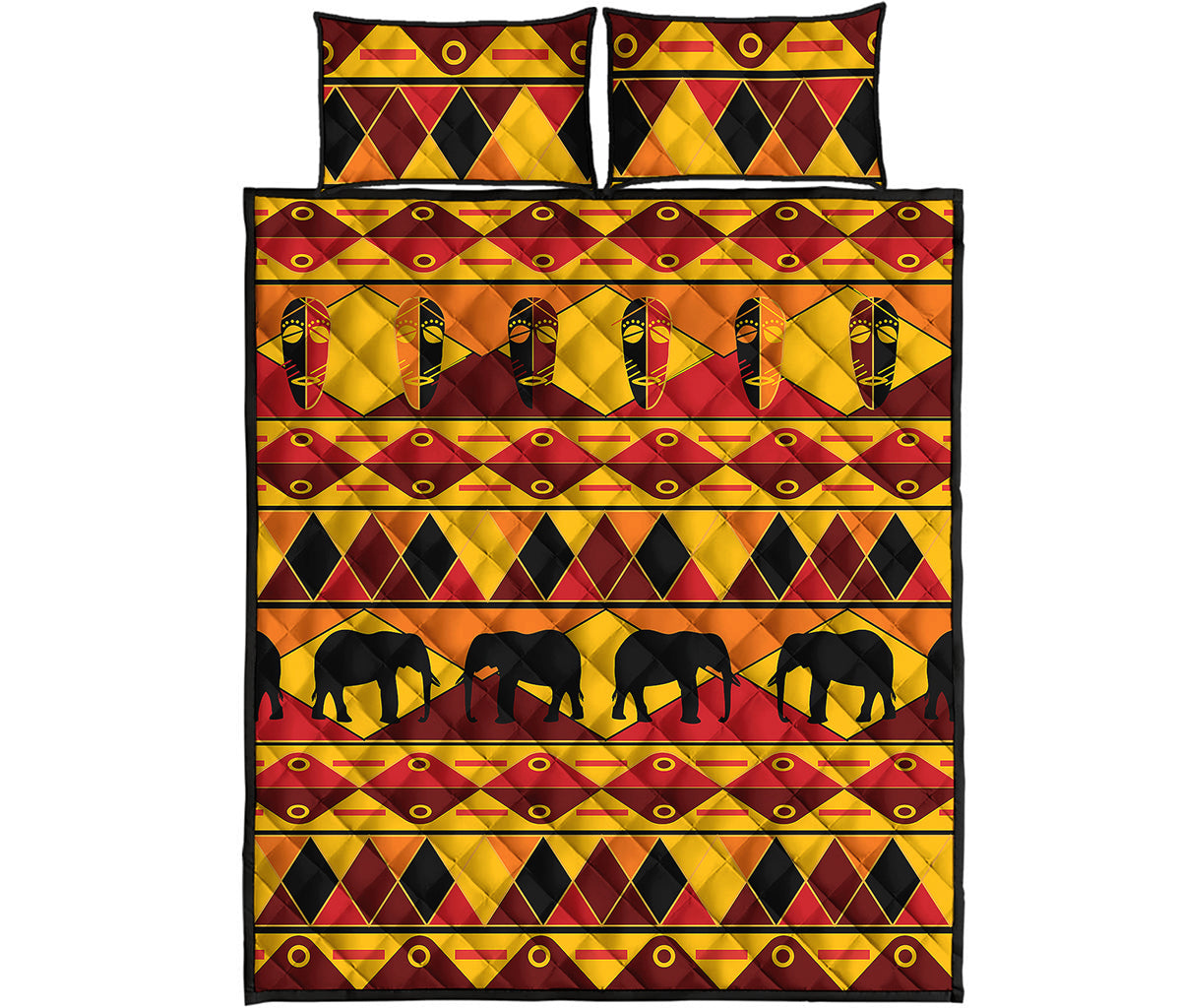 Sunset African Tribal Pattern Print Quilt Bed Set