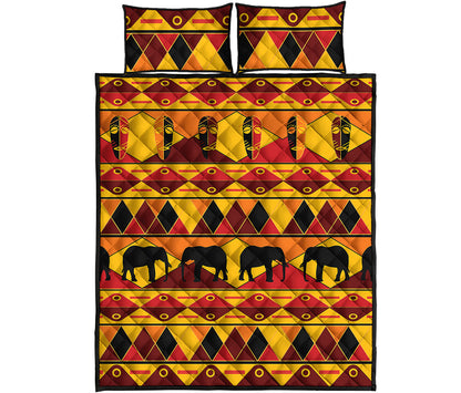 Sunset African Tribal Pattern Print Quilt Bed Set