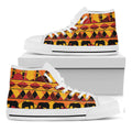 Sunset African Tribal Pattern Print White High Top Sneakers