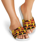 Sunset African Tribal Pattern Print White Slide Sandals