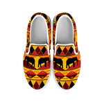 Sunset African Tribal Pattern Print White Slip On Shoes