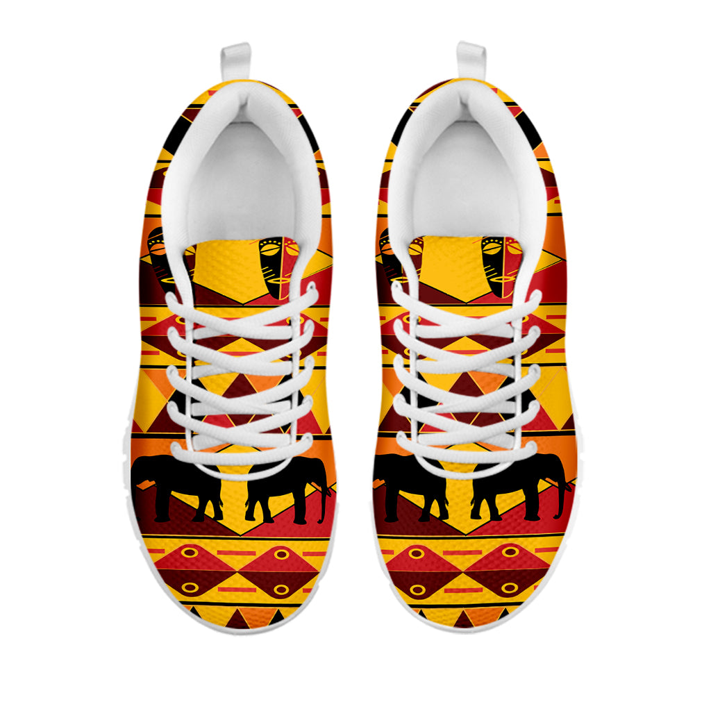 Sunset African Tribal Pattern Print White Sneakers