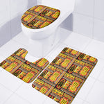 Sunset Ethnic African Tribal Print 3 Piece Bath Mat Set