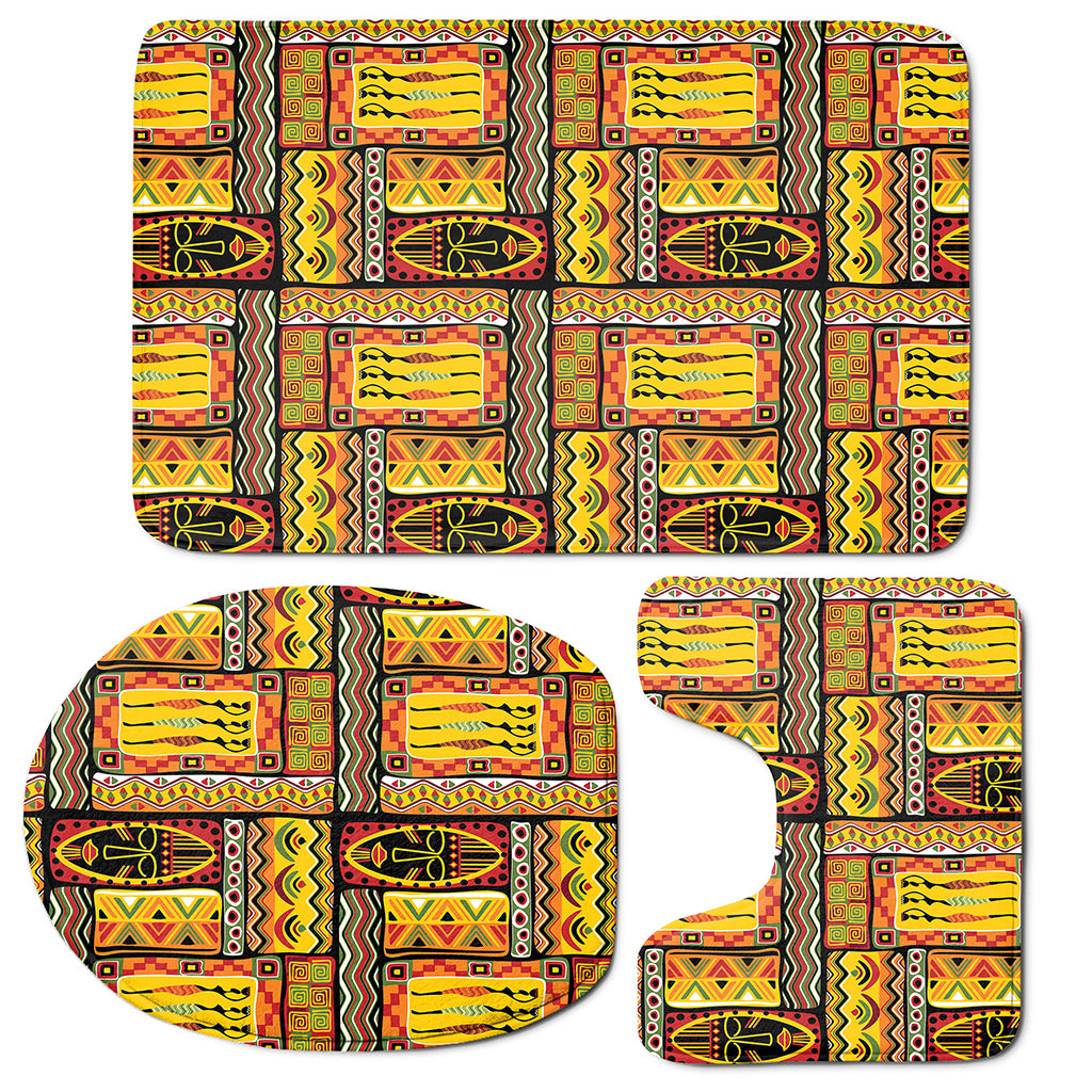 Sunset Ethnic African Tribal Print 3 Piece Bath Mat Set