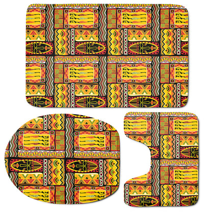 Sunset Ethnic African Tribal Print 3 Piece Bath Mat Set