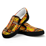 Sunset Ethnic African Tribal Print Black Slip On Shoes