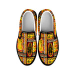 Sunset Ethnic African Tribal Print Black Slip On Shoes