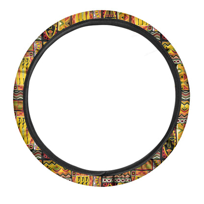Sunset Ethnic African Tribal Print Car Steering Wheel Cover
