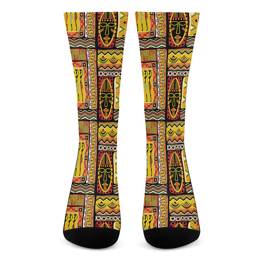 Sunset Ethnic African Tribal Print Crew Socks