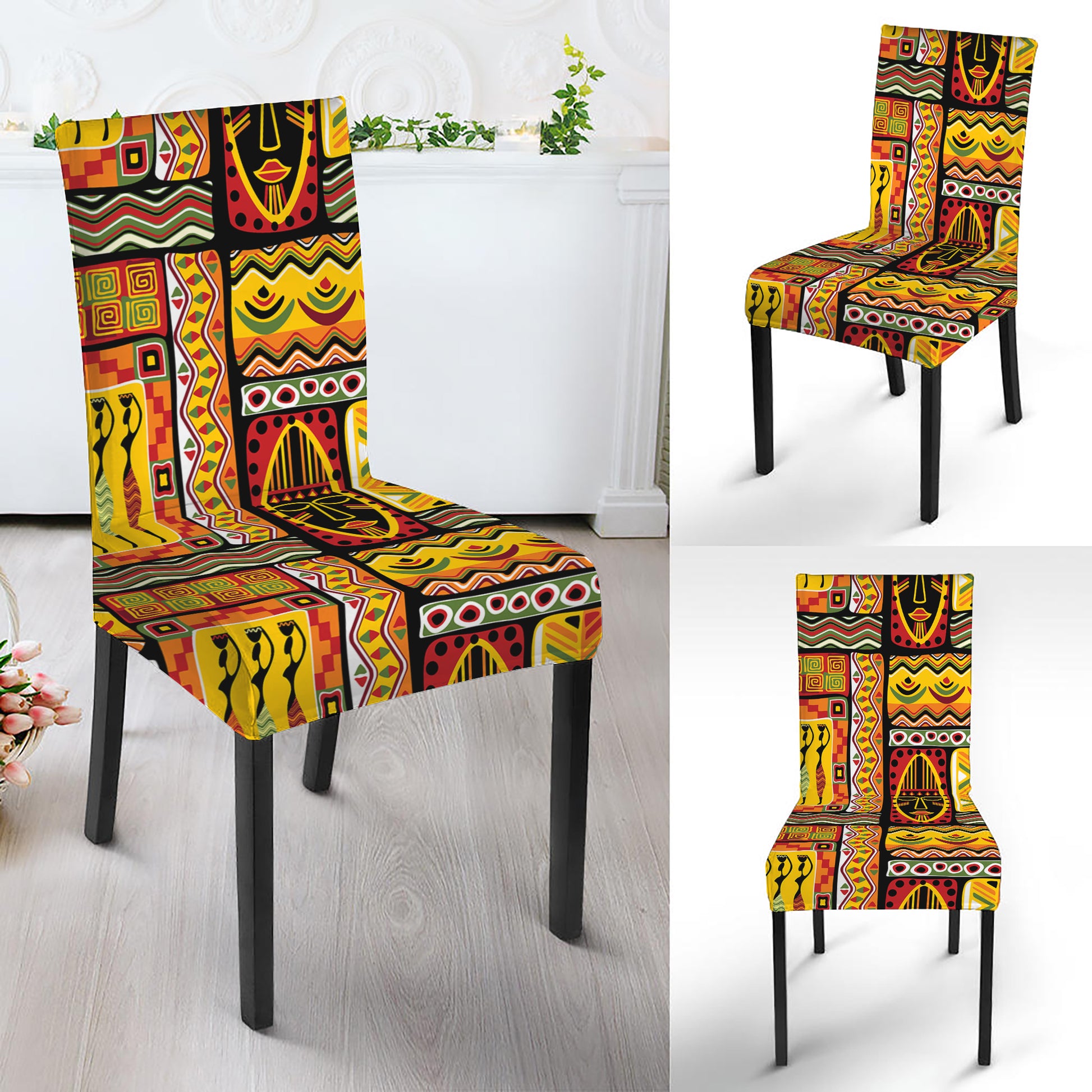 Sunset Ethnic African Tribal Print Dining Chair Slipcover