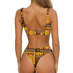 Sunset Ethnic African Tribal Print Front Bow Tie Bikini