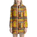Sunset Ethnic African Tribal Print Pullover Hoodie Dress