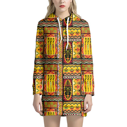Sunset Ethnic African Tribal Print Hoodie Dress