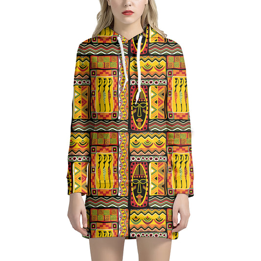 Sunset Ethnic African Tribal Print Hoodie Dress