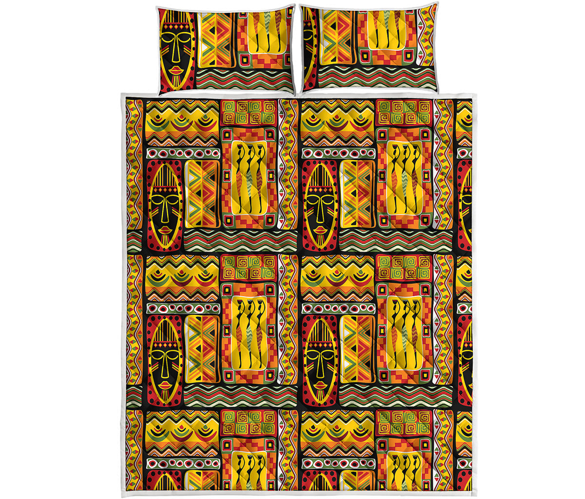 Sunset Ethnic African Tribal Print Quilt Bed Set