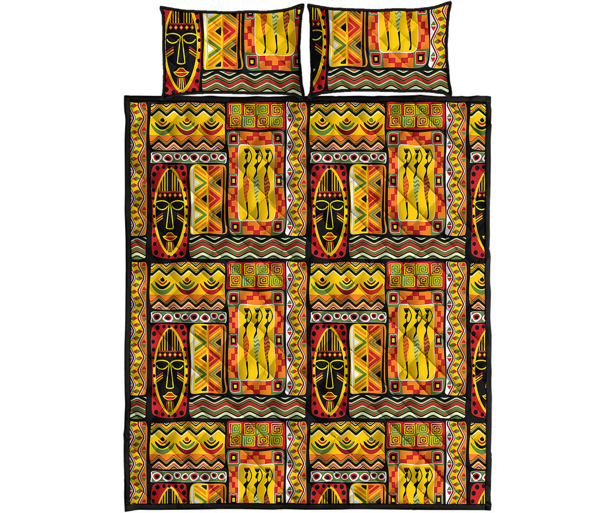 Sunset Ethnic African Tribal Print Quilt Bed Set