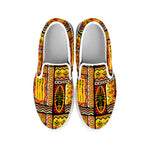 Sunset Ethnic African Tribal Print White Slip On Shoes