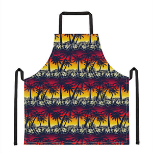 Sunset Hibiscus Palm Tree Pattern Print Apron