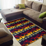 Sunset Hibiscus Palm Tree Pattern Print Area Rug GearFrost
