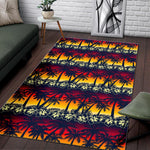 Sunset Hibiscus Palm Tree Pattern Print Area Rug GearFrost