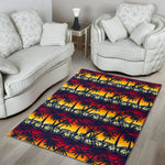 Sunset Hibiscus Palm Tree Pattern Print Area Rug GearFrost