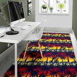 Sunset Hibiscus Palm Tree Pattern Print Area Rug GearFrost