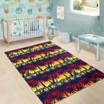 Sunset Hibiscus Palm Tree Pattern Print Area Rug GearFrost