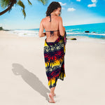 Sunset Hibiscus Palm Tree Pattern Print Beach Sarong Wrap