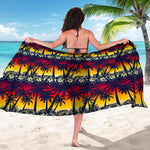 Sunset Hibiscus Palm Tree Pattern Print Beach Sarong Wrap