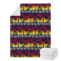 Sunset Hibiscus Palm Tree Pattern Print Blanket