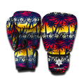 Sunset Hibiscus Palm Tree Pattern Print Boxing Gloves