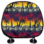 Sunset Hibiscus Palm Tree Pattern Print Car Headrest Covers