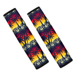 Sunset Hibiscus Palm Tree Pattern Print Car Seat Belt Covers
