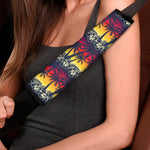 Sunset Hibiscus Palm Tree Pattern Print Car Seat Belt Covers