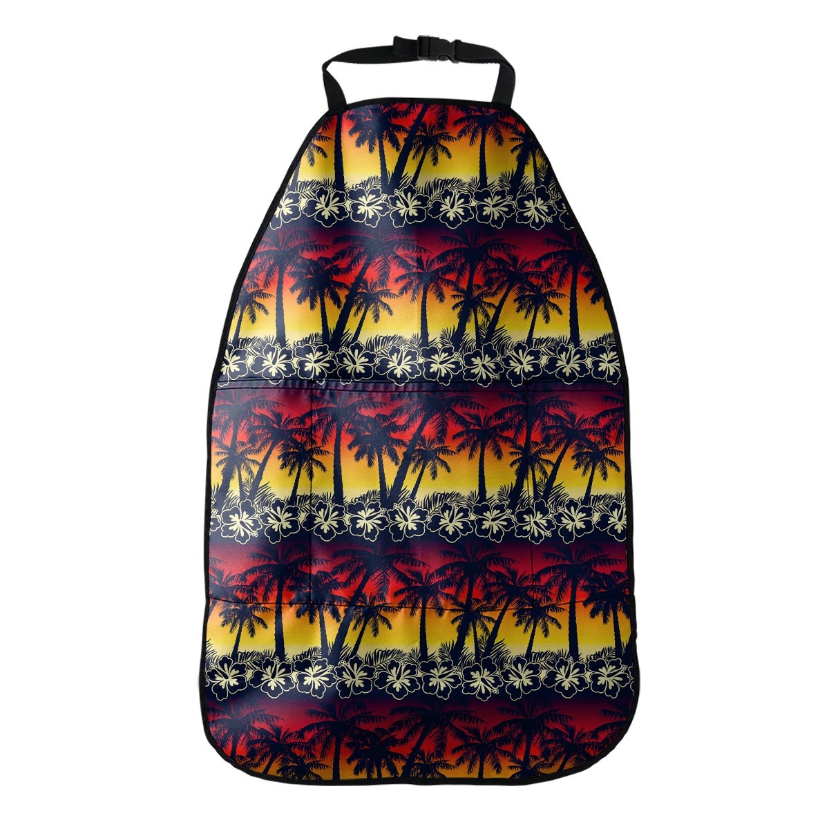 Sunset Hibiscus Palm Tree Pattern Print Car Seat Organizers